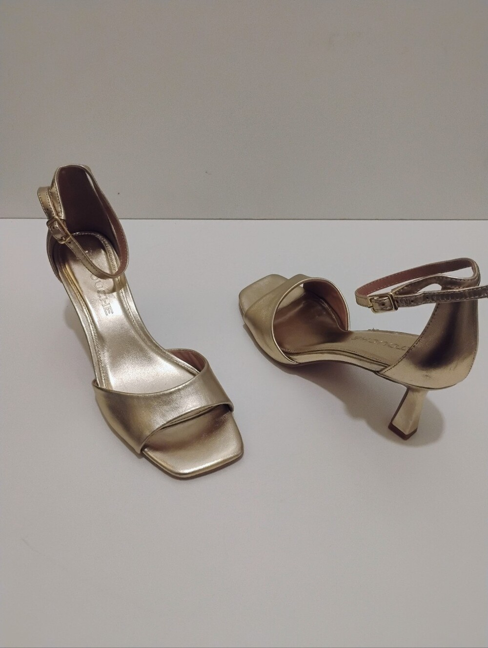 Latouche Womens Golden Short Heels Open Square Toe Pumps Size 39